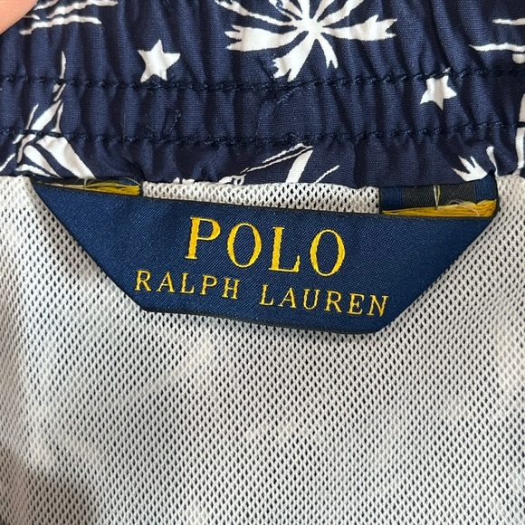 NWT Polo Ralph Lauren XL Blue and White Swim Trunks All Over Print Design Ski - Picture 4 of 9